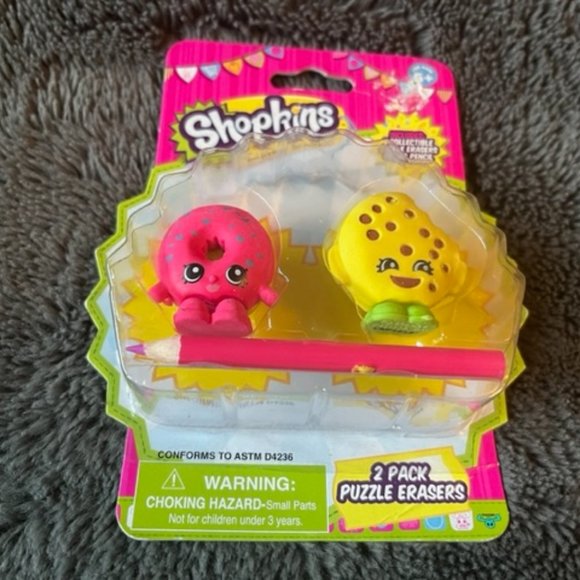 Shopkins Mini Puzzle Erasers with Pencil  D'Lish Donut and Kooky Cookie … - Picture 3 of 5